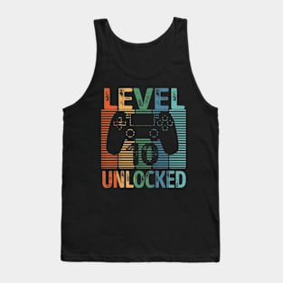 Kids Gamer Level 10 Unlocked Kids 10Th Birthday Video Game Tank Top